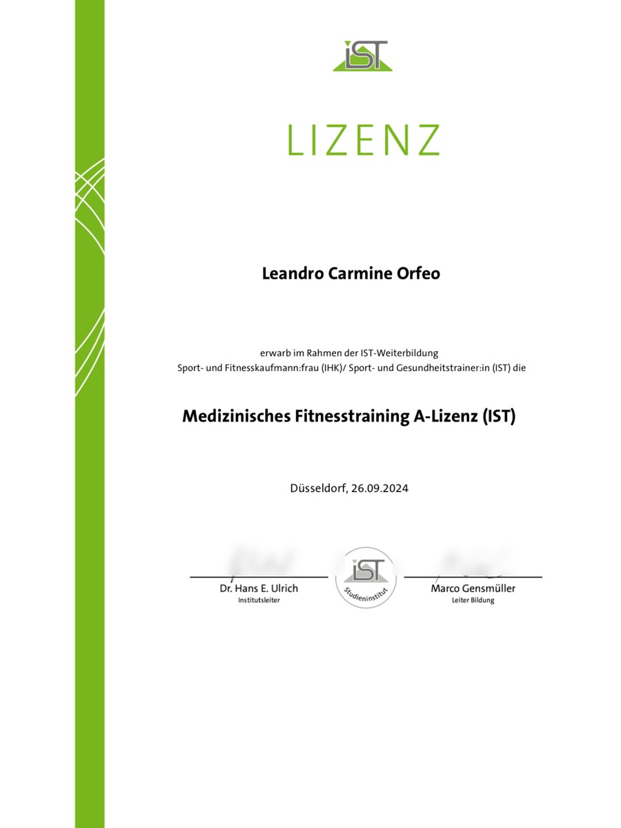 Zertifikat Medizinisches Fitnesstraining