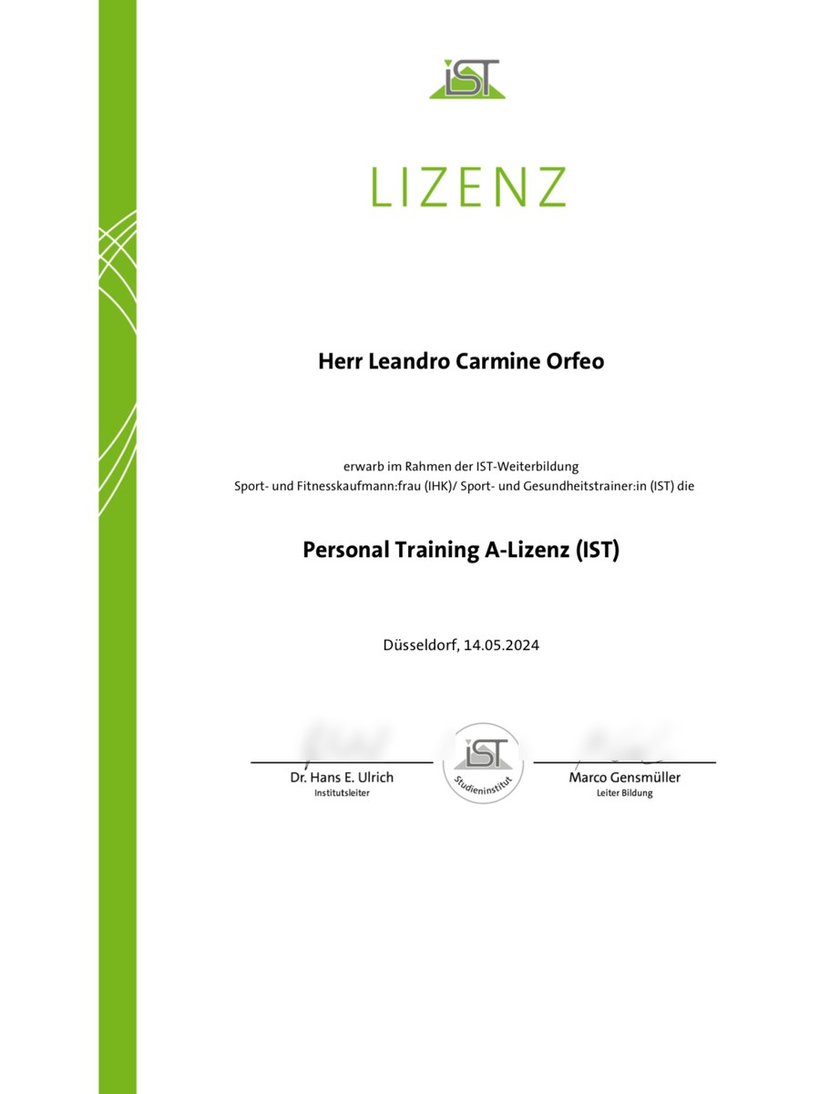 Zertifikat Personal Training