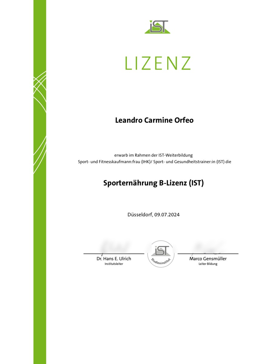 Zertifikat Sporternährung